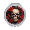NWTRJ Folding Travel Makeup Mirror, Skull, Rose Red, 1x/2x Magnification view 1