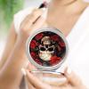 NWTRJ Folding Travel Makeup Mirror, Skull, Rose Red, 1x/2x Magnification view 4