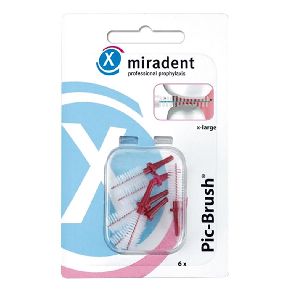miradent Pic-Brush X-Large Interdental Brushes, Bordeaux, 6.5 mm, 6 Count