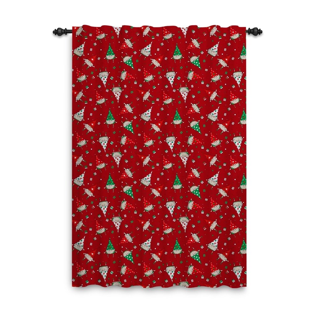 ggaimwf Red Gnome Cartoon Winter Curtain, Rod Pocket, Pencil Pleat, 135 x 175 cm, 1 Panel