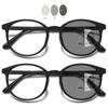 VEVESMUNDO Photochromic Progressive Reading Glasses with Blue-Light Filter, 2-Pack, Black, +2.5 view 1