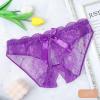 Women's Open-Crotch Lace Thong, Purple, L view 2