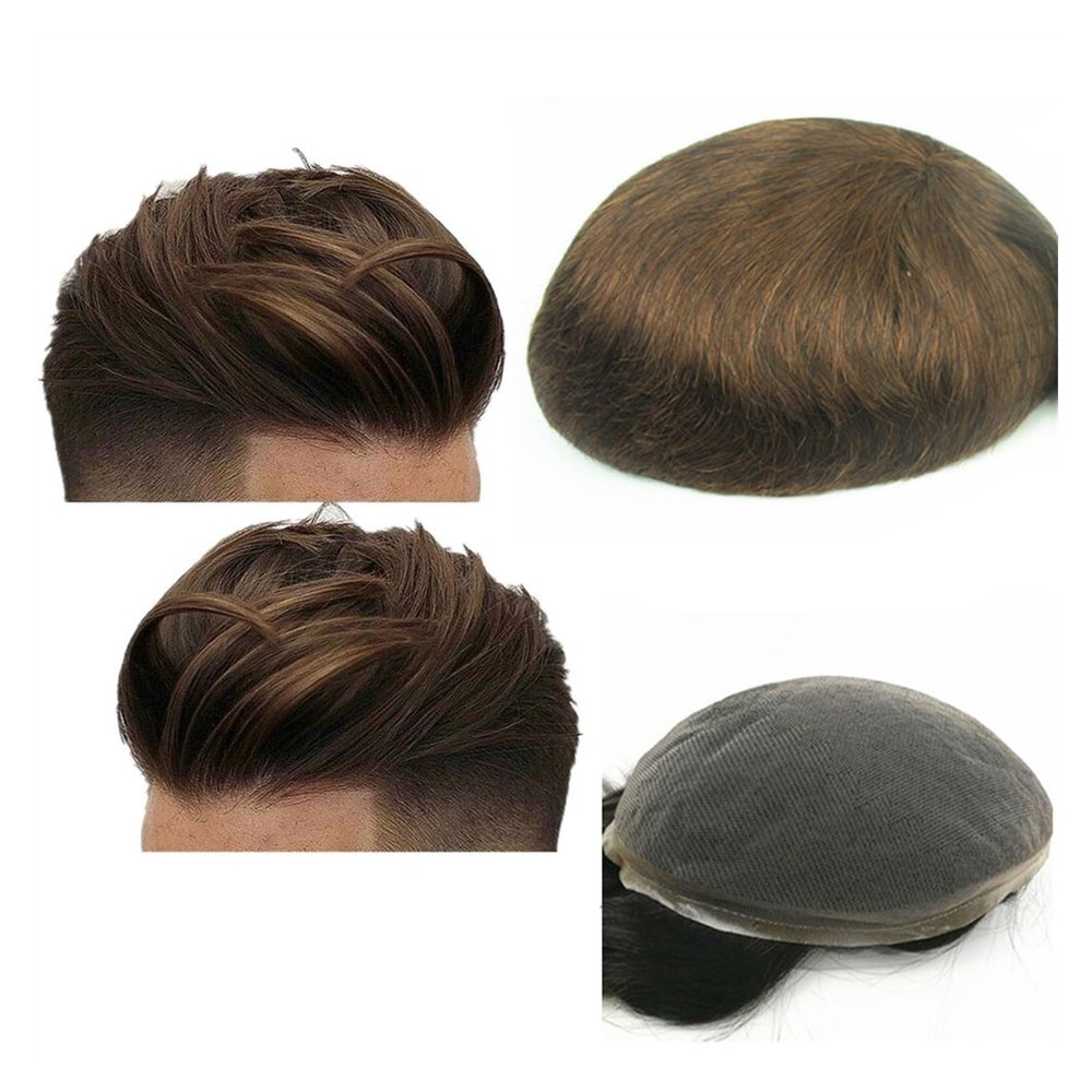 Men’s Human Hair Toupee, Swiss Lace, 10 x 8 in, Light Brown