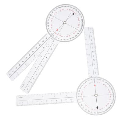 TEHAUX 2-Pack Rotating Plastic Protractors with Folding Ruler