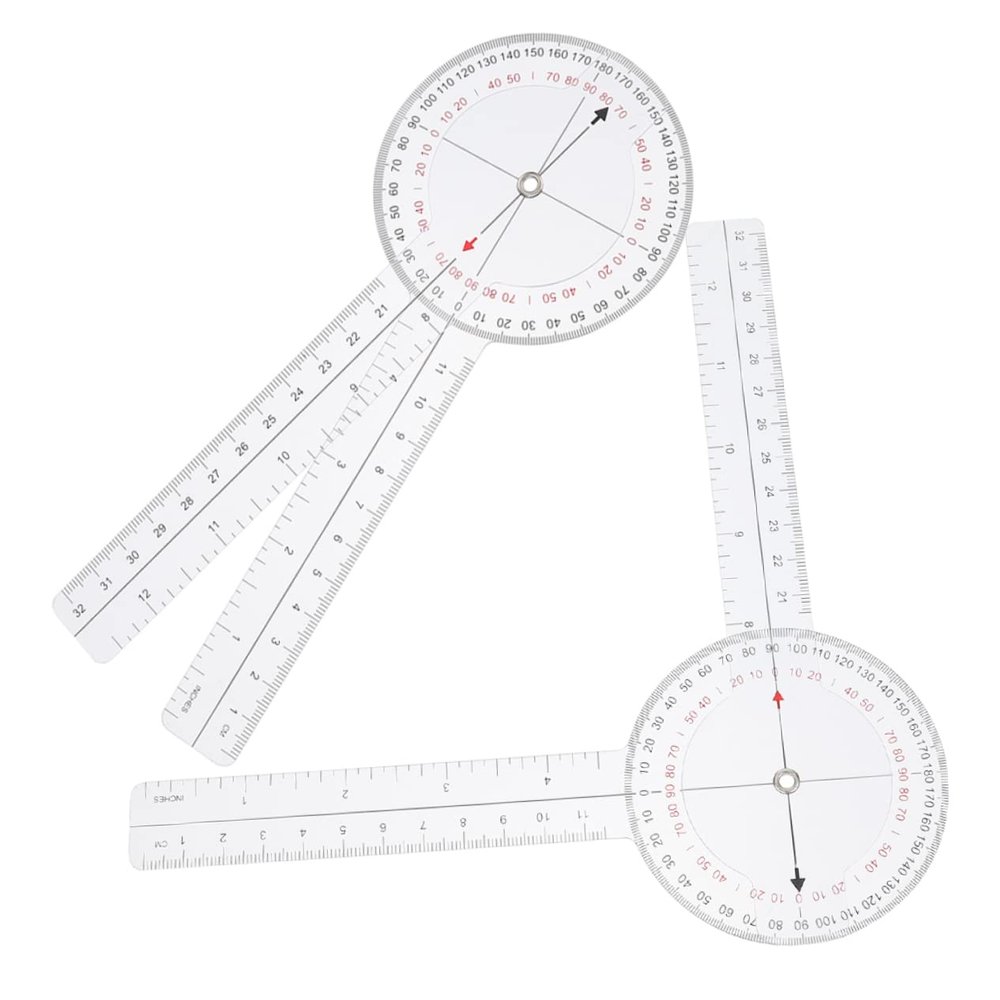 TEHAUX 2-Pack Rotating Plastic Protractors with Folding Ruler