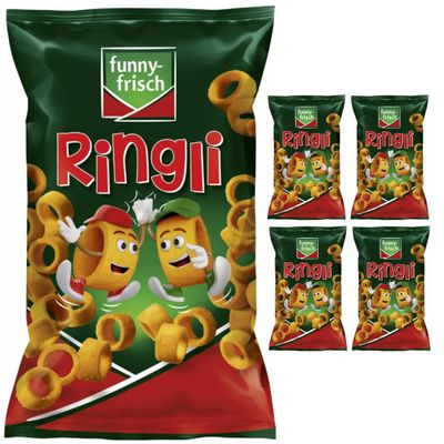 funny-frisch Ringli Paprika Ring Crackers, 75 g, Pack of 5