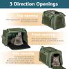 Petsfit Foldable Pet Carrier for Small Dogs and Cats, Adjustable Shoulder Strap, Expandable Cushion, M/Olive Green view 4