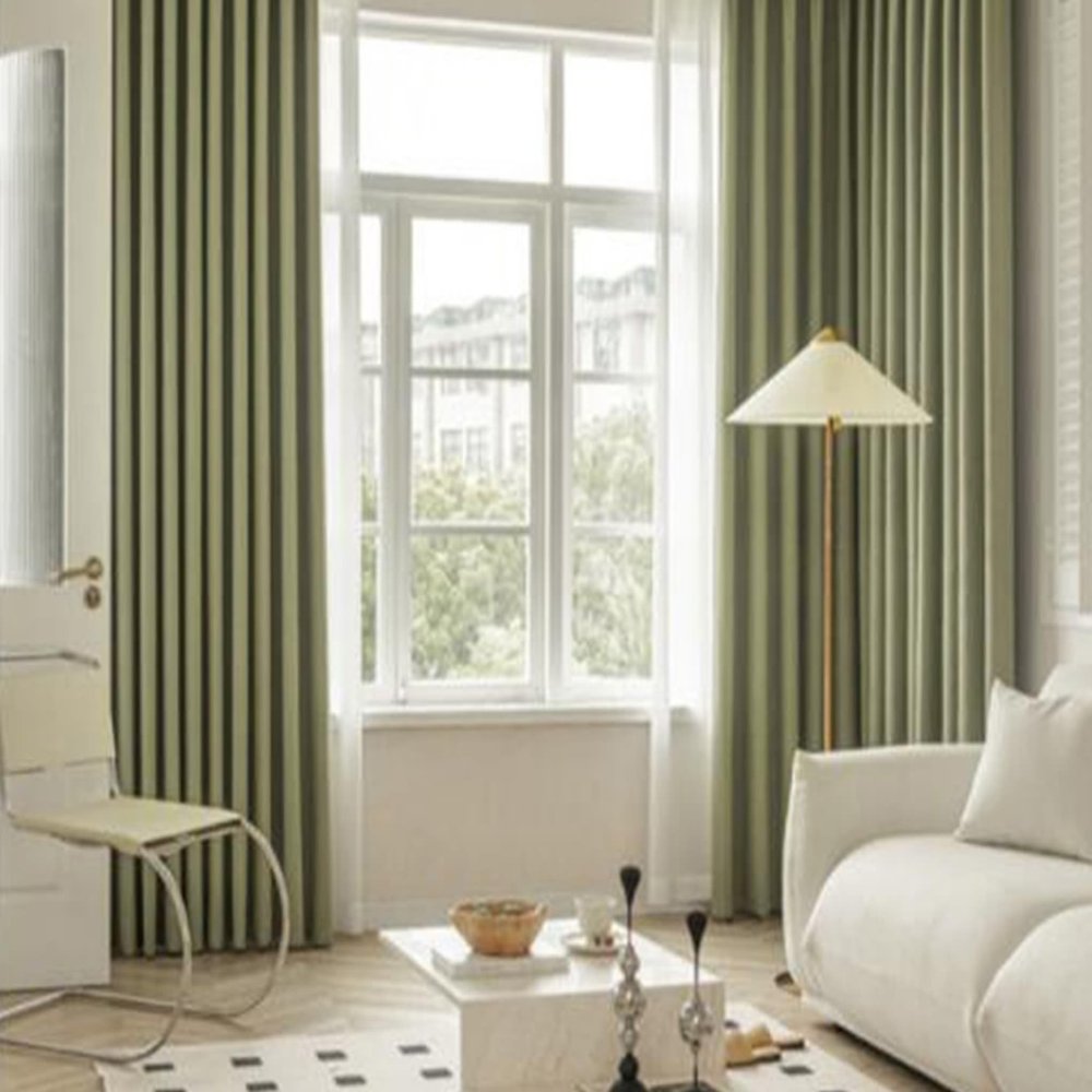 Beydodo Green Blackout Curtains with Grommets, 102 x 138 cm, 2-Piece Jacquard Set