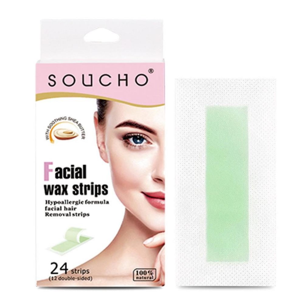 Facial Wax Strips, 24-Piece Set for Sensitive Skin