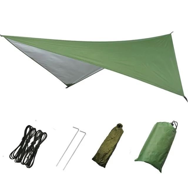 Hammock Rain Fly Tarp, Waterproof Windproof Camping Shelter, Dark Khaki, 300 x 300 cm - Safehappy