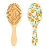 Floral Orange Fruits Wooden Paddle Hair Brush view 1