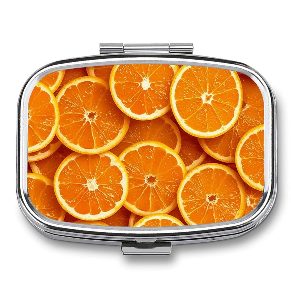 Pill Organizer for Wallet or Bag, 2 Compartments, Orange Slices