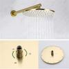 ZERAPH Wall-Mounted Shower System, Brushed Gold Brass, Dual-Handle Set with 10-Inch Rain Showerhead and Hand Shower view 4