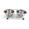 Parliky Stainless Steel Elevated Dog Bowl with Non-Slip Stand, Small Double Food and Water Bowls view 1