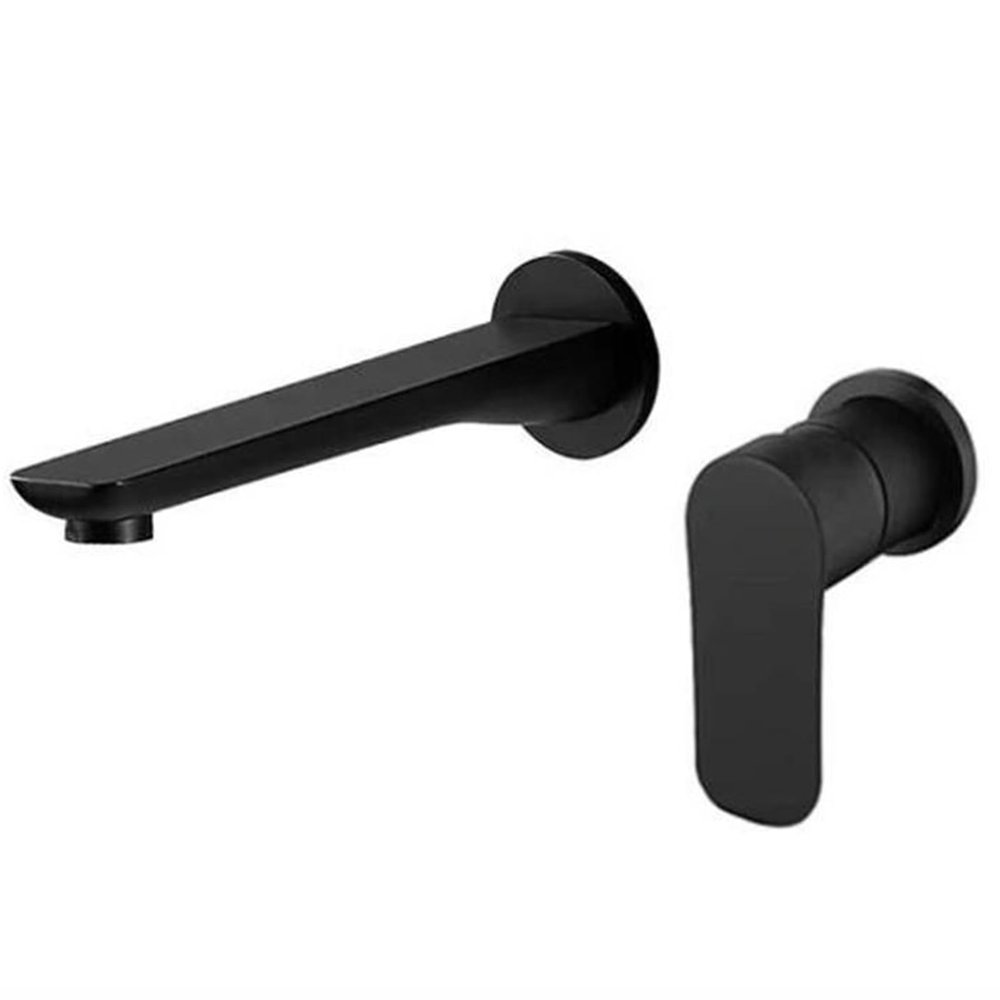 ASBEQUZBE 2-Hole Wall-Mount Bathroom Sink Faucet, Hot and Cold, Concealed Single-Handle Mixer, Brass, Black