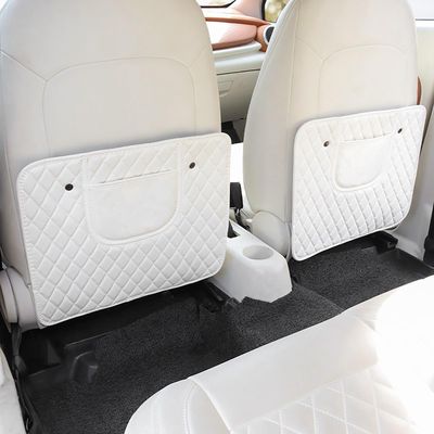 2-Piece Rear Seat Anti-Kick Pads for Suzuki Jimny 2018-2022+, Waterproof Seatback Protectors with Pockets, S-White