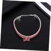 ORFOFE Luxurious Rhinestone Dog Collar, Pink, Adjustable Buckle, Polyester Chain, Shiny Collar for Walks with Small Dogs view 2