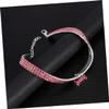 ORFOFE Luxurious Rhinestone Dog Collar, Pink, Adjustable Buckle, Polyester Chain, Shiny Collar for Walks with Small Dogs view 4