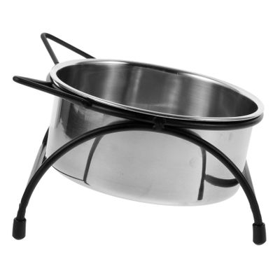 Elevated Stainless Steel Cat Bowl with Double Bowls and Stand, Black