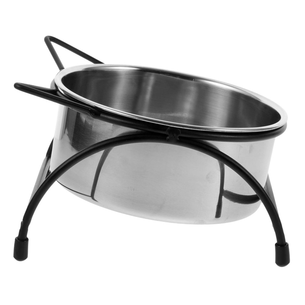 Elevated Stainless Steel Cat Bowl with Double Bowls and Stand, Black