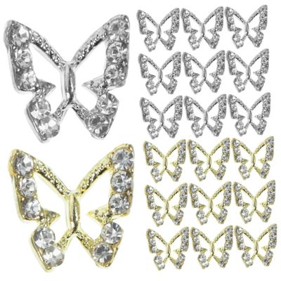 HAPINARY 40-Piece Butterfly Nail Charms with Rhinestones