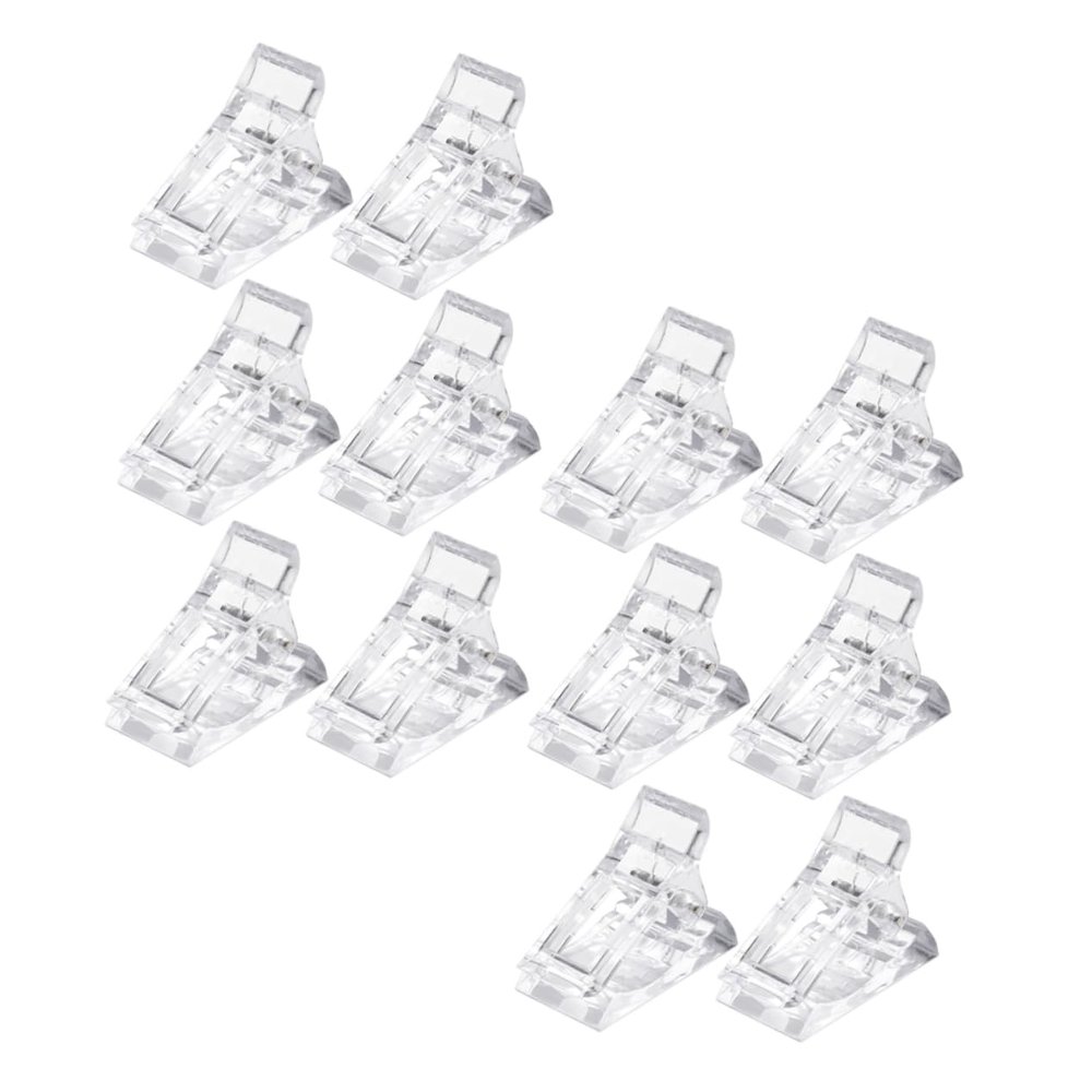 minkissy 12-Piece Nail Crystal Clips, Nail Extension Clamps for Gel Manicure Glue, Plastic
