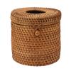 Rattan Woven Tissue Box Cover, Handmade Rectangular Organizer, Cylinder Style view 1