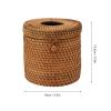 Rattan Woven Tissue Box Cover, Handmade Rectangular Organizer, Cylinder Style view 2