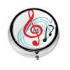 Round Mini Pill Case with Colorful Music Print, 3 Compartments view 2