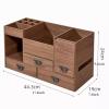 Wooden Makeup Organizer with Drawers and Mirror view 2