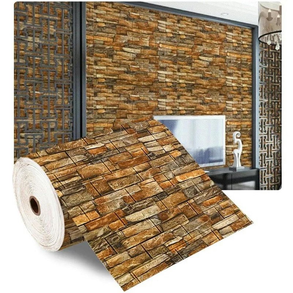 3D Foam Brick Wall Panels, Self-Adhesive, Waterproof, 2.70 cm x 5 m