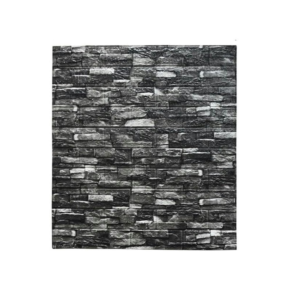 110-Piece 3D Brick-Effect Foam Wall Stickers, 70 x 77 cm, Retro Black