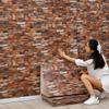 110-Piece 3D Brick-Effect Foam Wall Stickers, 70 x 77 cm, Retro Black view 4
