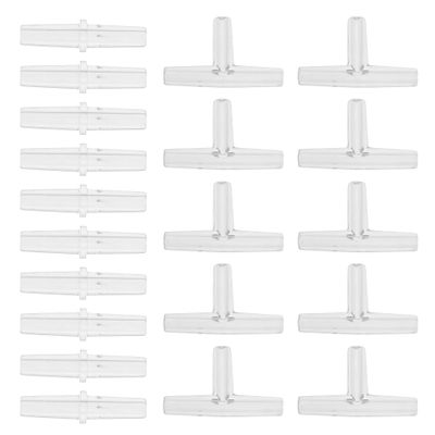 INFINAUTO Plastic Hose Fittings, 3/16" Straight Hose Connector T-Shaped 3-Way Hose Connector Clear Plastic, 1 Set