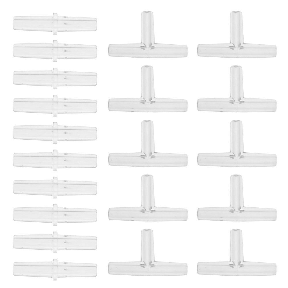 INFINAUTO Plastic Hose Fittings, 3/16" Straight Hose Connector T-Shaped 3-Way Hose Connector Clear Plastic, 1 Set