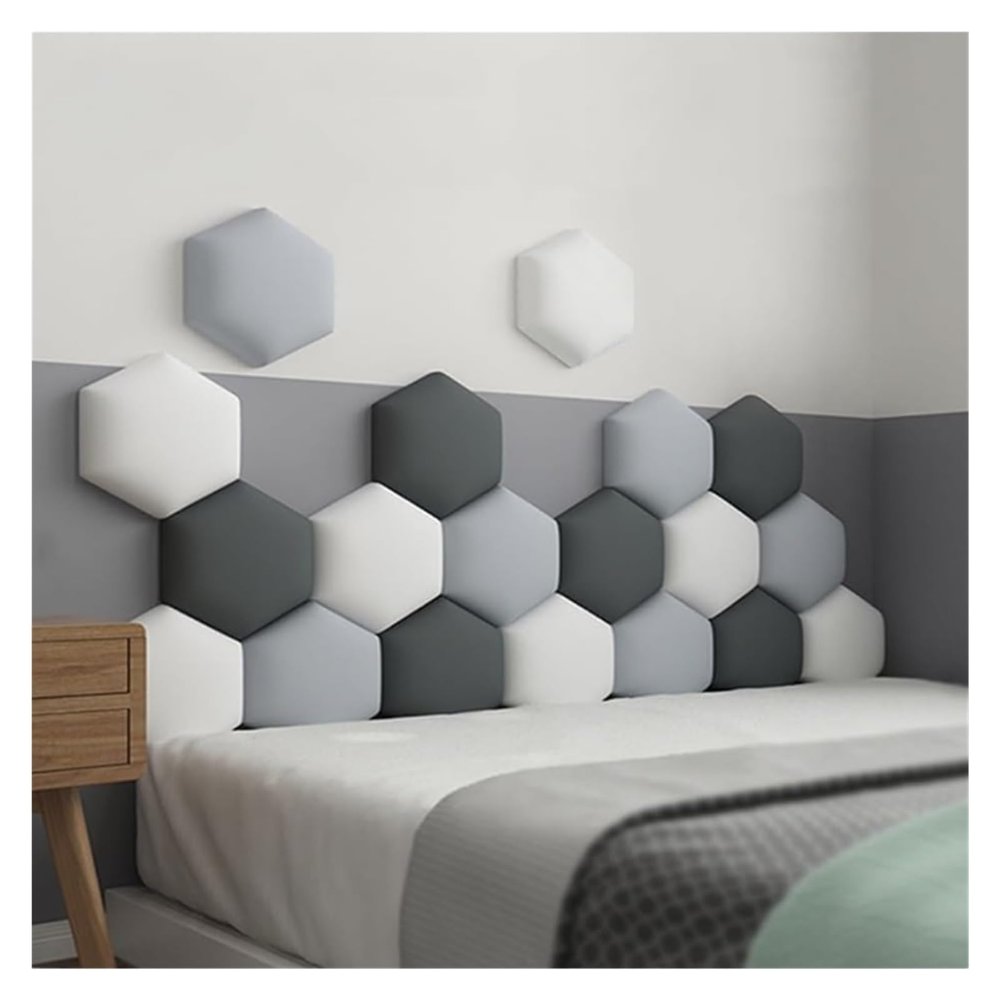 QINGYAN Hexagonal Self-Adhesive Wall Padding, Peel-and-Stick Headboard Panels, B, L-180 cm