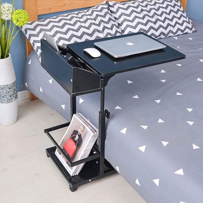 KHLMSRXJ Height-Adjustable Overbed Table with Casters and Storage Shelf