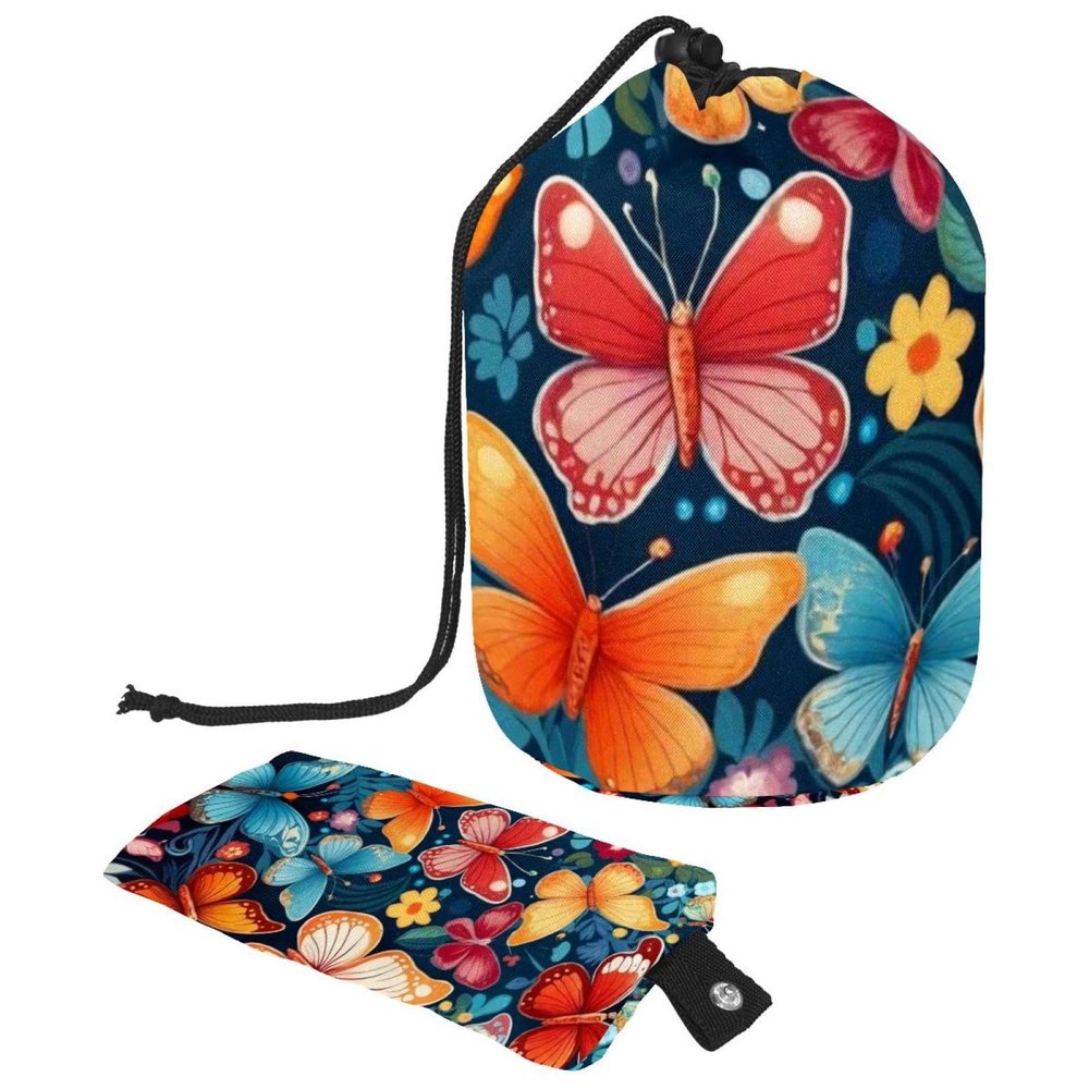Bucket-Style Cosmetic Bags, 2-Piece Set, Large Capacity, Soft, Waterproof, Drawstring, Colorful Butterflies