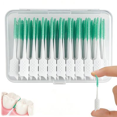 200 Green Interdental Brushes, Dental Floss Picks for Braces and Oral Cleaning