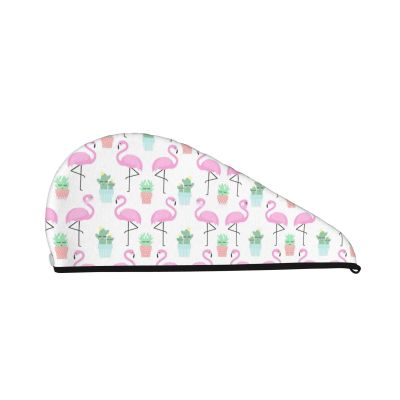 Tropical Flamingo Cute Cactus Coral Velvet Hair-Drying Cap for Women