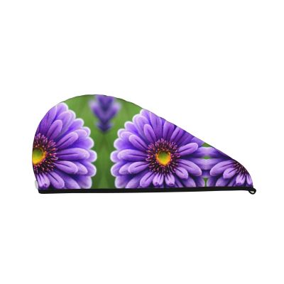 SamLng Purple Lavender Flower Coral Velvet Hair Drying Cap