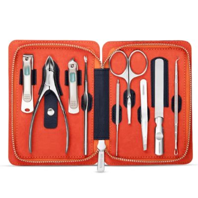 LELWNGGQ 9-Piece Stainless Steel Manicure Set with Leather Case for Thick Nails