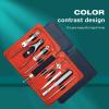 LELWNGGQ 9-Piece Stainless Steel Manicure Set with Leather Case for Thick Nails view 3