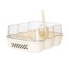 Semi-Enclosed Cat Litter Box with Splash Guard, Transparent Flap & Sifting Scoop, Beige, Small view 1