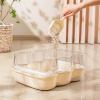 Semi-Enclosed Cat Litter Box with Splash Guard, Transparent Flap & Sifting Scoop, Beige, Small view 3