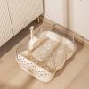 Semi-Enclosed Cat Litter Box with Splash Guard, Transparent Flap & Sifting Scoop, Beige, Small view 4