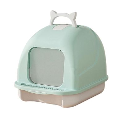 WQQYU6HKF Covered Cat Litter Box with Scoop, Leak-Resistant, Easy to Clean, Green