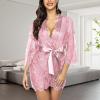 Sexy Women's Lace Nightdress for Plus Sizes, V-Neck Lingerie Dress view 2