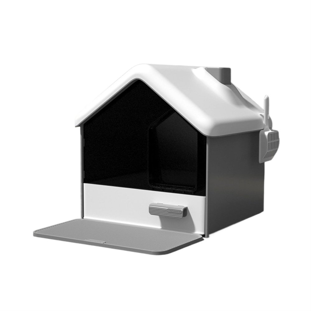 WQQYU6HKF Jumbo Covered Cat Litter Box, Portable, Easy to Clean, Gray