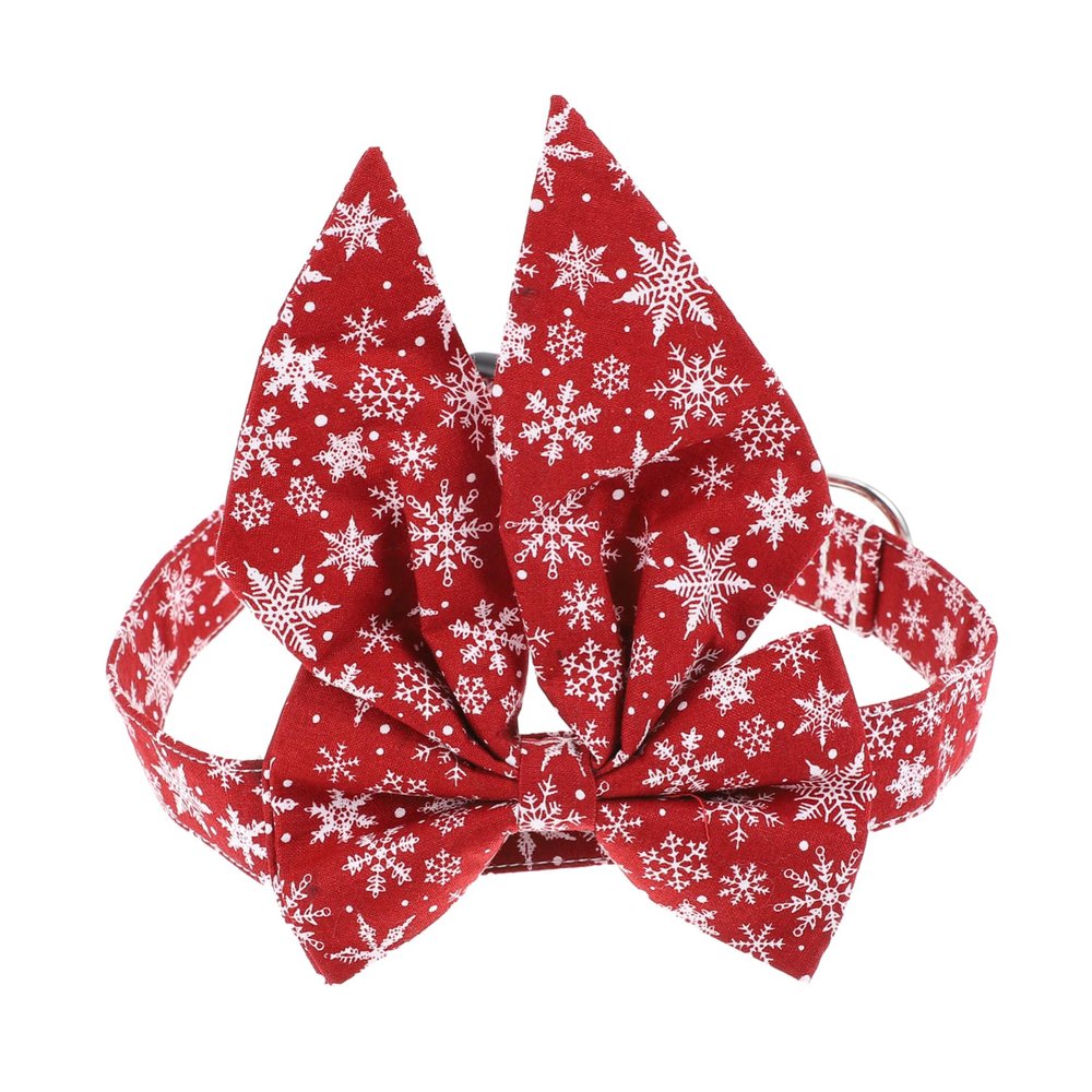 Adjustable Red Cotton Christmas Collar for Cats and Pets